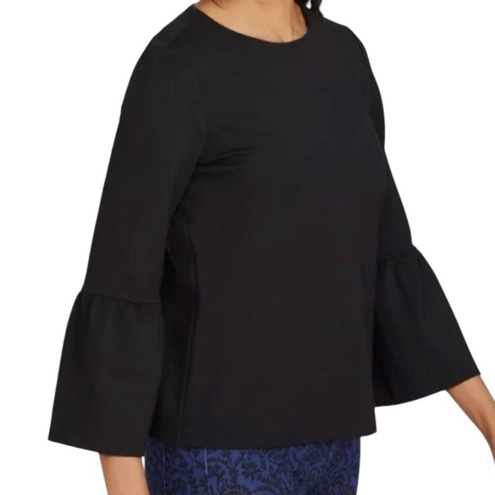Jude Connally Dixie Black Ponte Bell Sleeve Blouse NWOT in Size XL